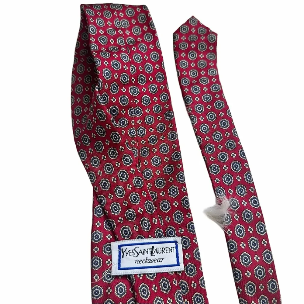 Mens Yves Saint Laurent Red Silk Tie